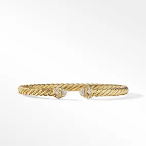 Cablespira Oval Bracelet in 18K Yellow Gold with Pave Diamonds