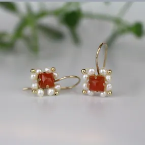 Carnelian Pearl Victoria Earrings