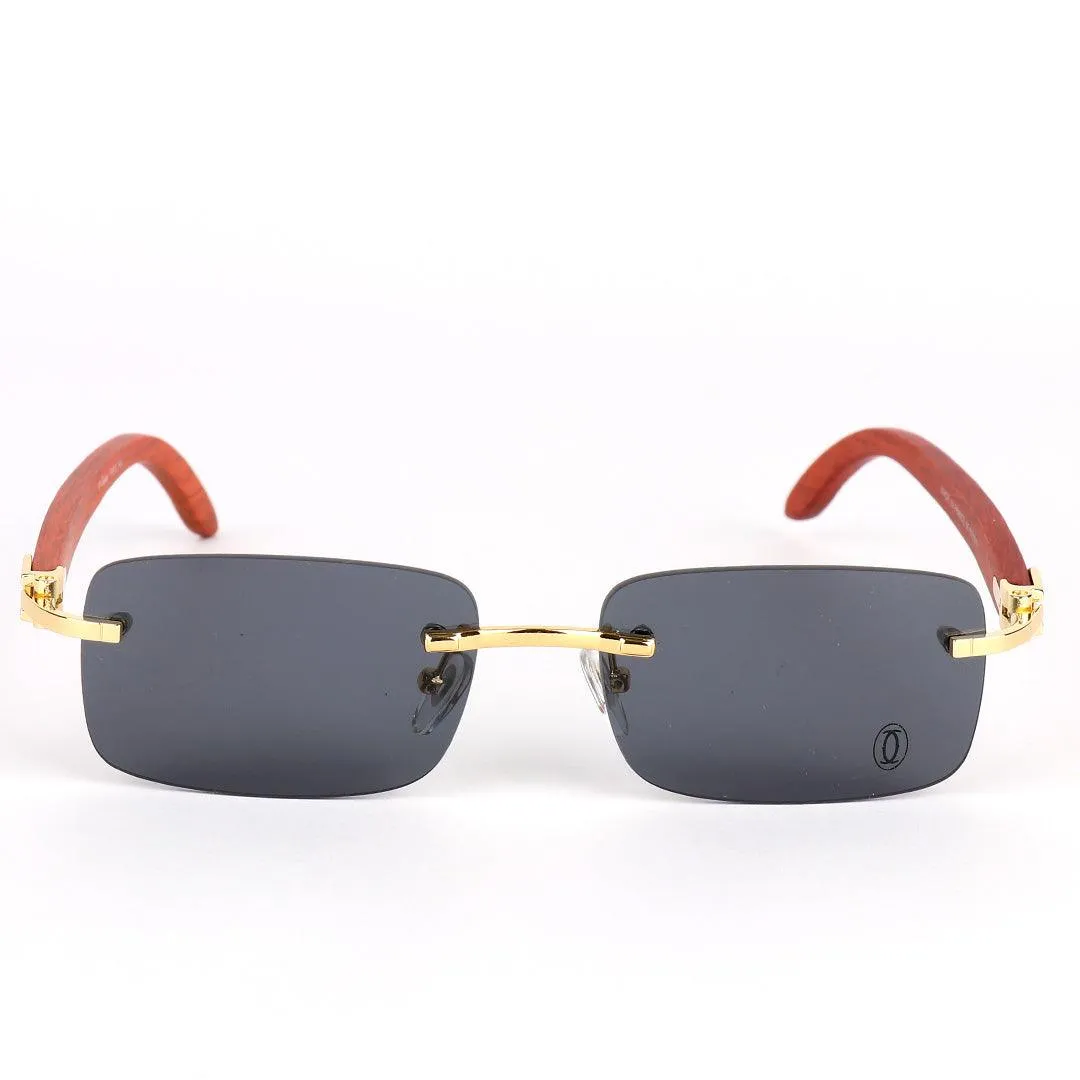 Cartier Vintage Wooden Rimless Dark Lens Glasses