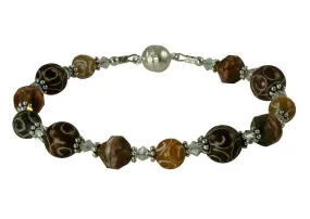 Carved Jade Gemstone Crystal Bead Bracelet