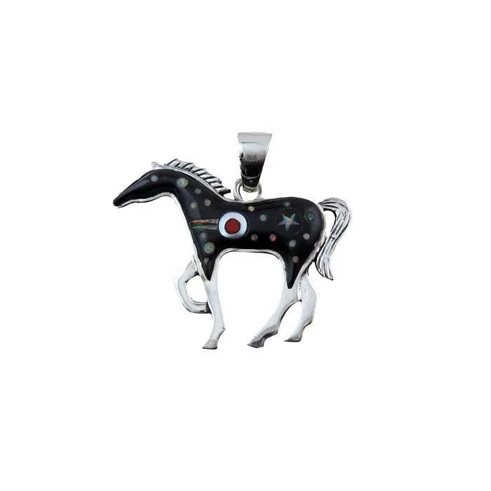 Celestial Inlay Horse Pendant Necklace