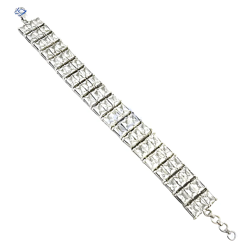 Charming Cubic Zirconia Gemstone 925 Sterling Silver Bracelet - Hand-Finished CZ Jewelry