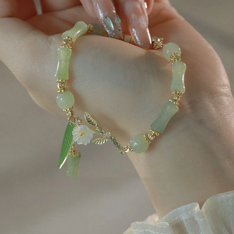 Chinese Style Traditional Green Bamboo Slub Bracelet