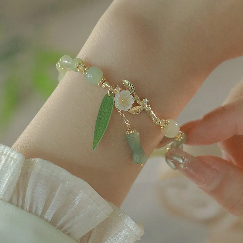 Chinese Style Traditional Green Bamboo Slub Bracelet