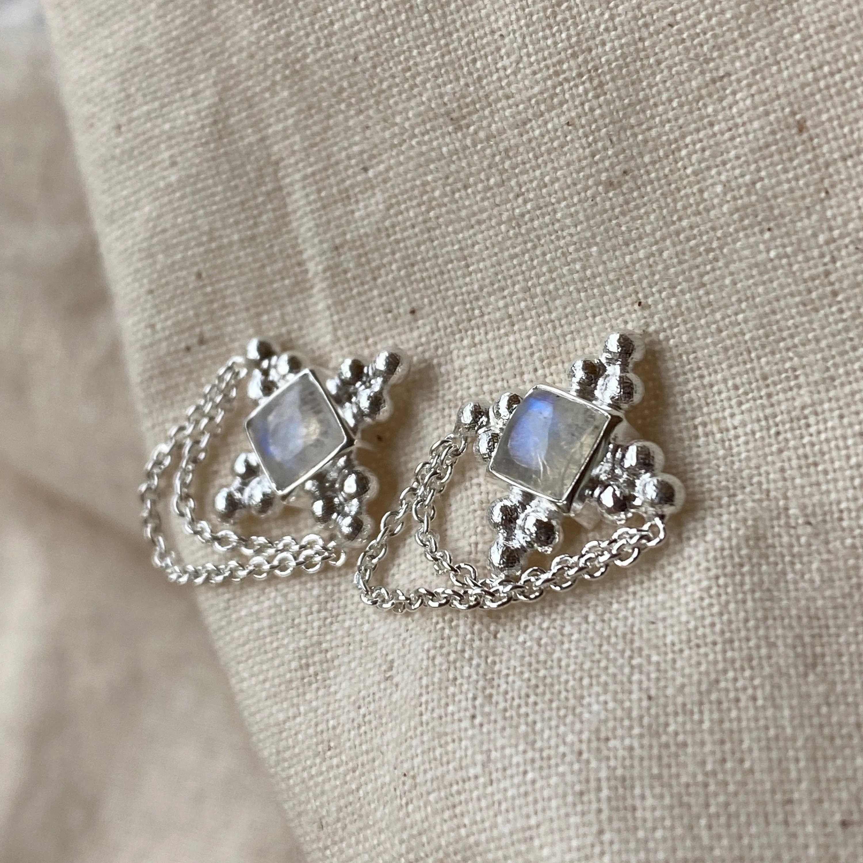 Chloe Sterling Silver Rainbow Moonstone Earrings