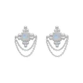 Chloe Sterling Silver Rainbow Moonstone Earrings