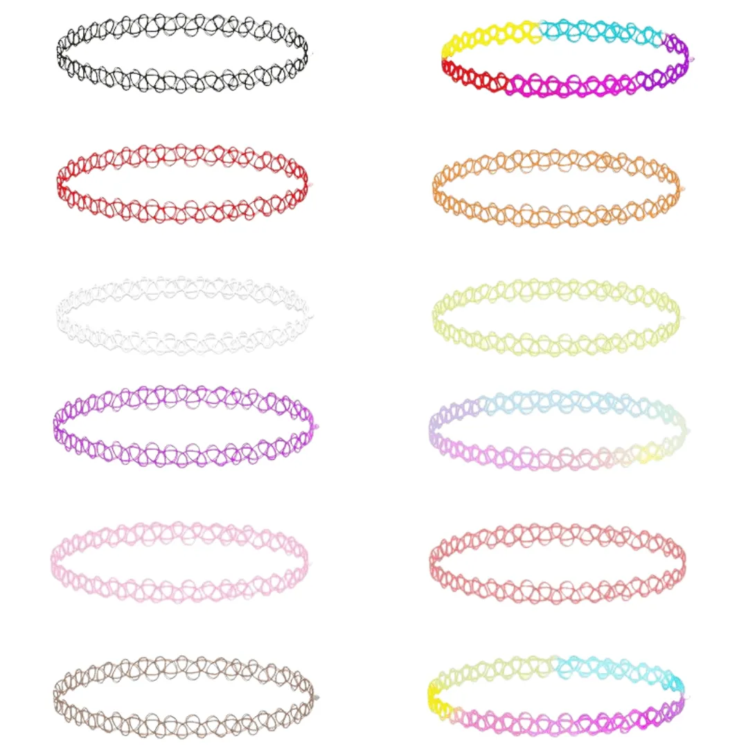 Choker Halsband bunter Mix 12 teilig