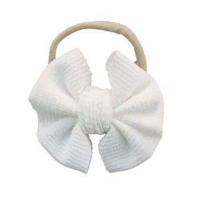 Cloud White Waffle Bow Headband