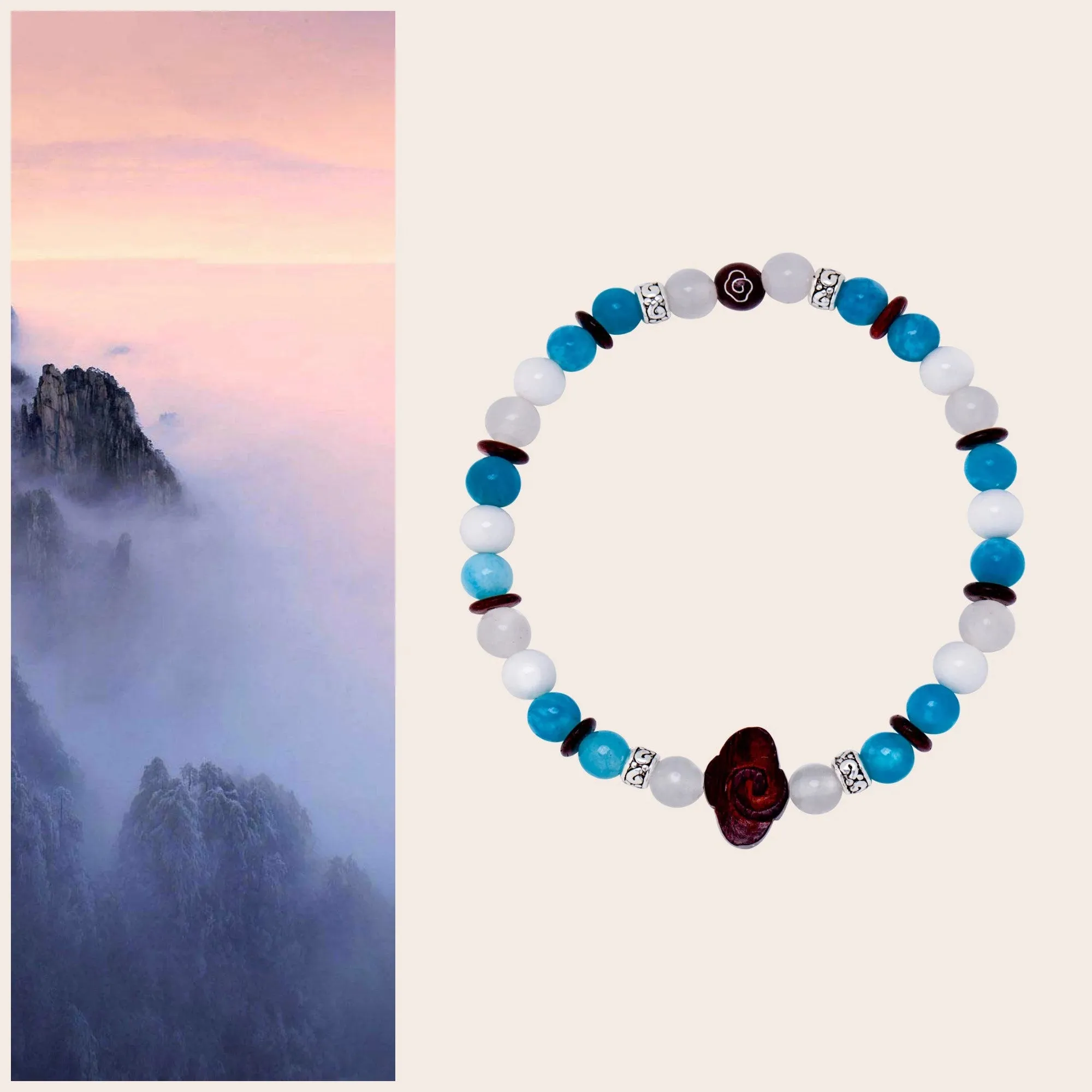 Cloudy Mountain Beaded Jade Bracelet