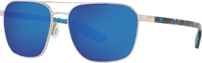 Costa Del Mar Wader Sunglasses - Brushed Silver/Blue Mirror 580P”