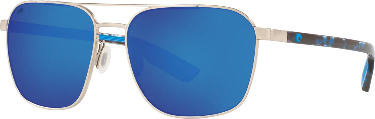 Costa Del Mar Wader Sunglasses - Brushed Silver/Blue Mirror 580P”