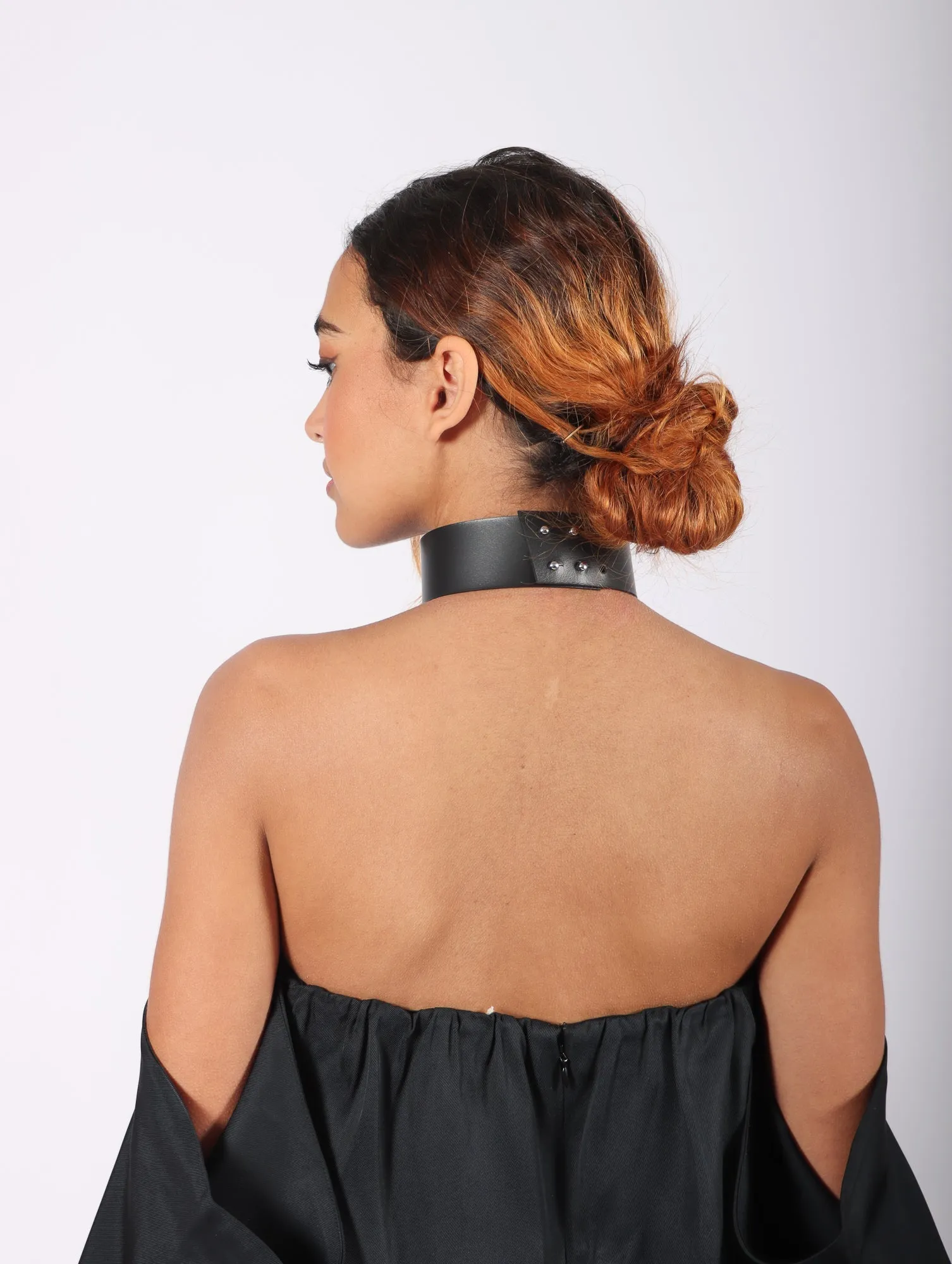 Cross X Short M Choker in Black by Aumorfia