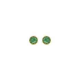 Crown Bezel Emerald Earrings