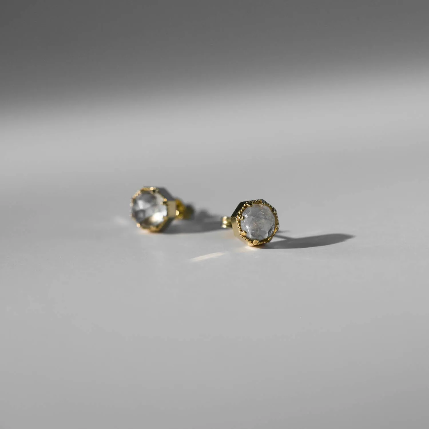 Crown Bezel Moonstone Earrings