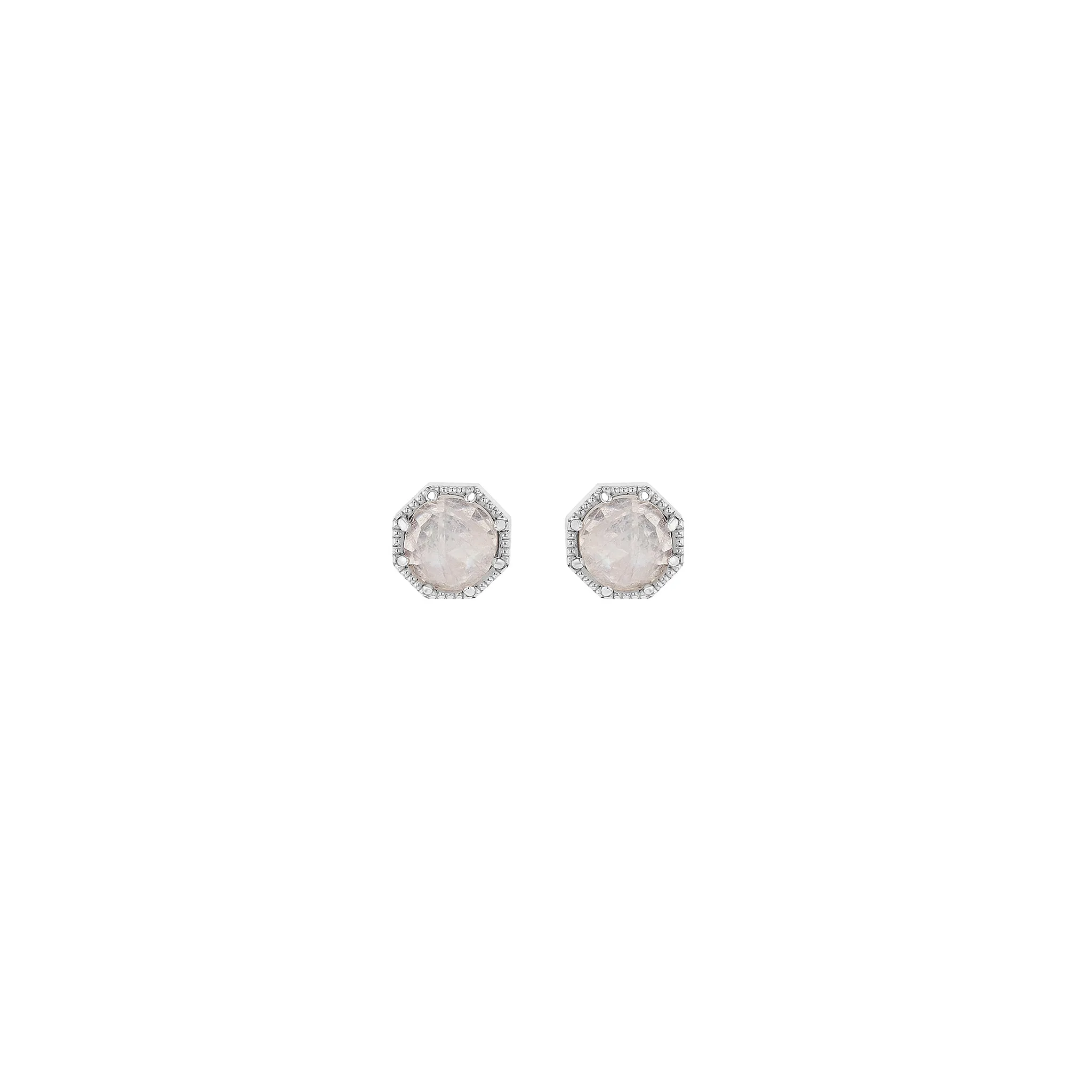 Crown Bezel Moonstone Earrings