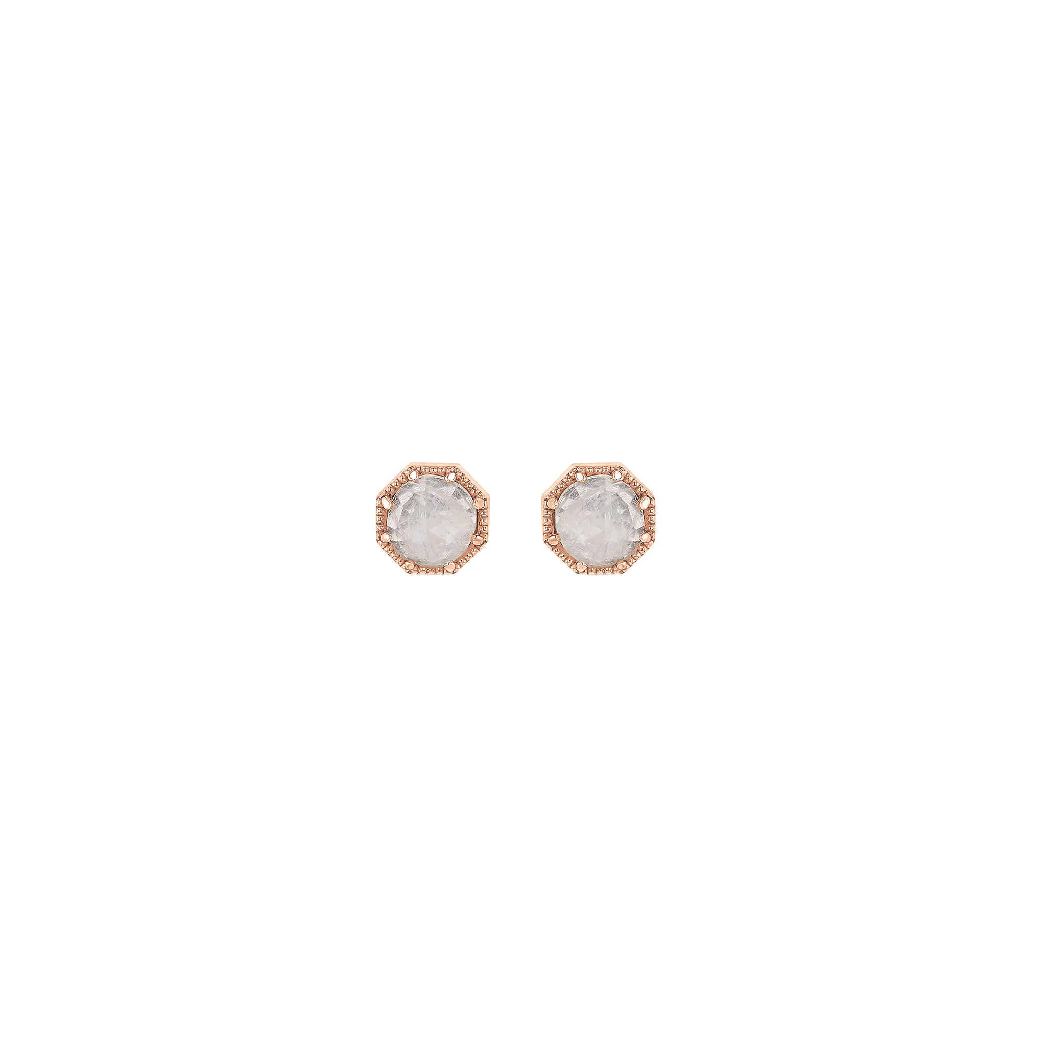 Crown Bezel Moonstone Earrings