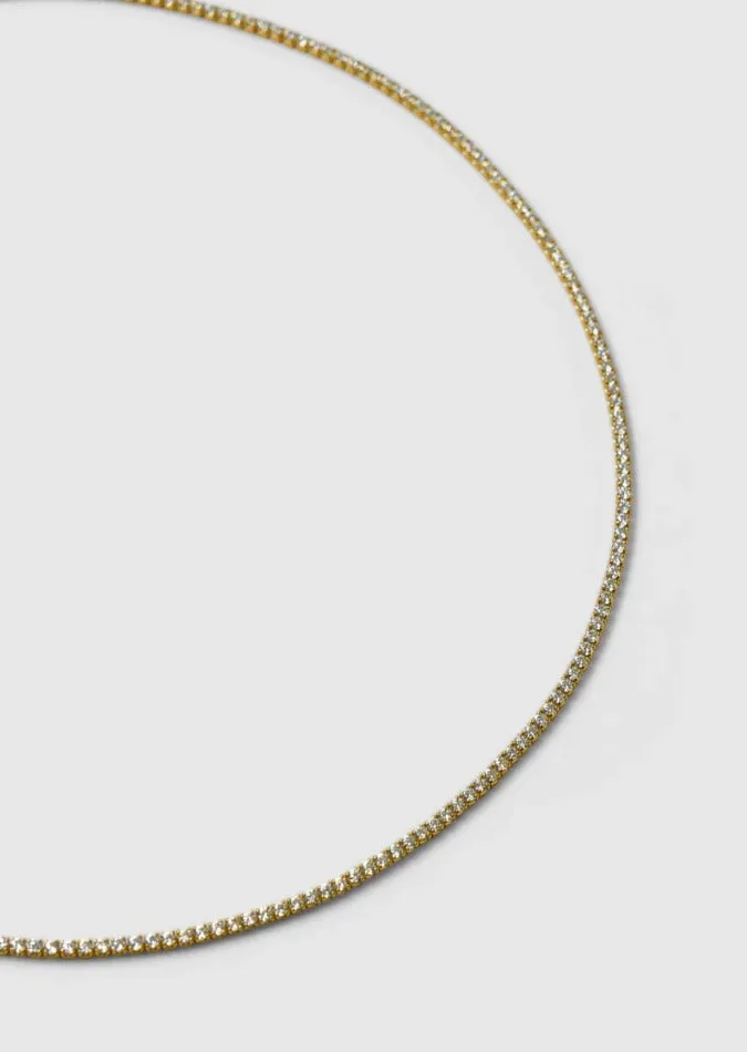 CZ Tennis Choker Gold