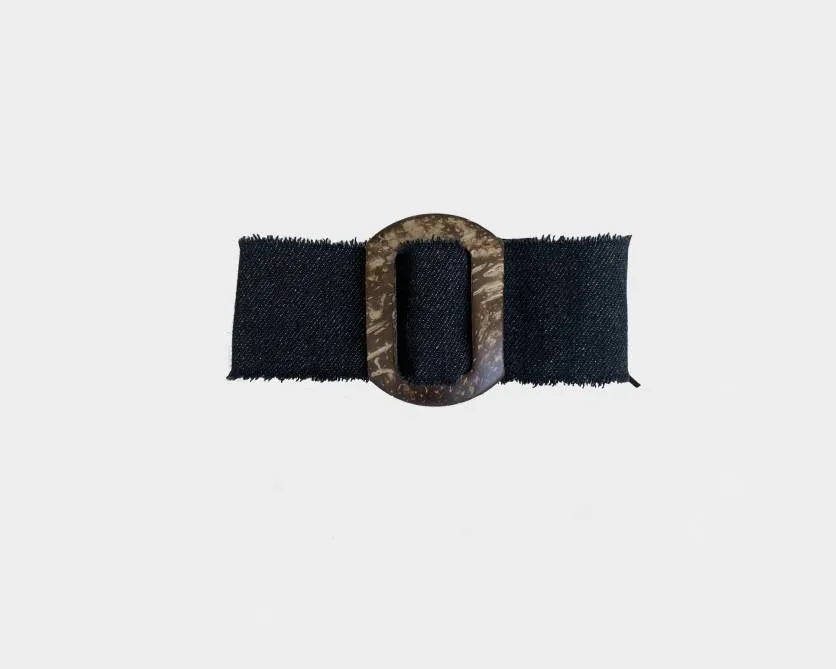 Dark Denim Wooden Weekender Wide Choker- The Hamptons