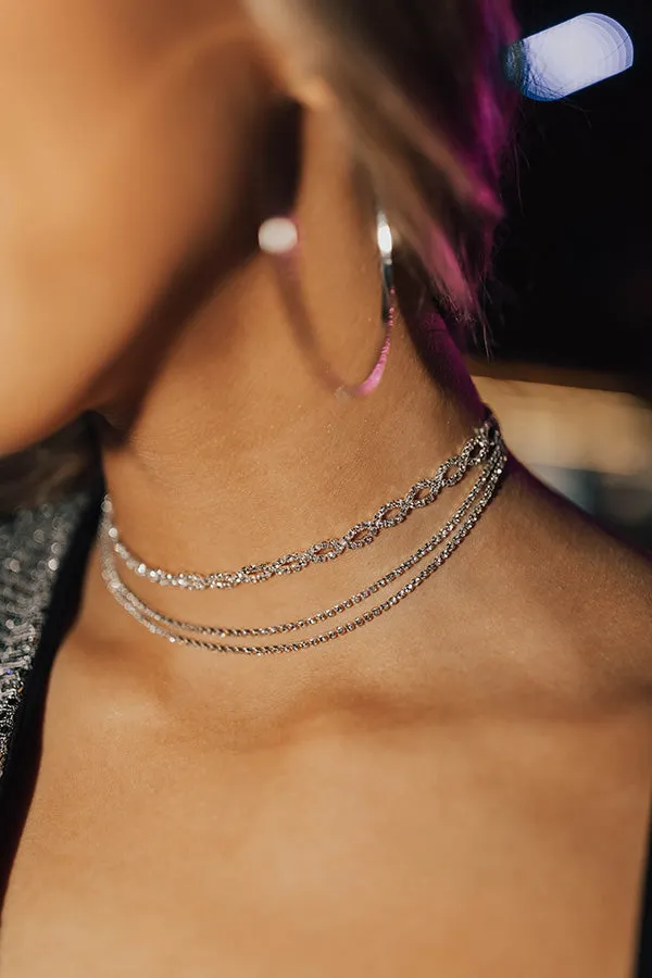 Dazzle Me Darling Layered Choker In Silver