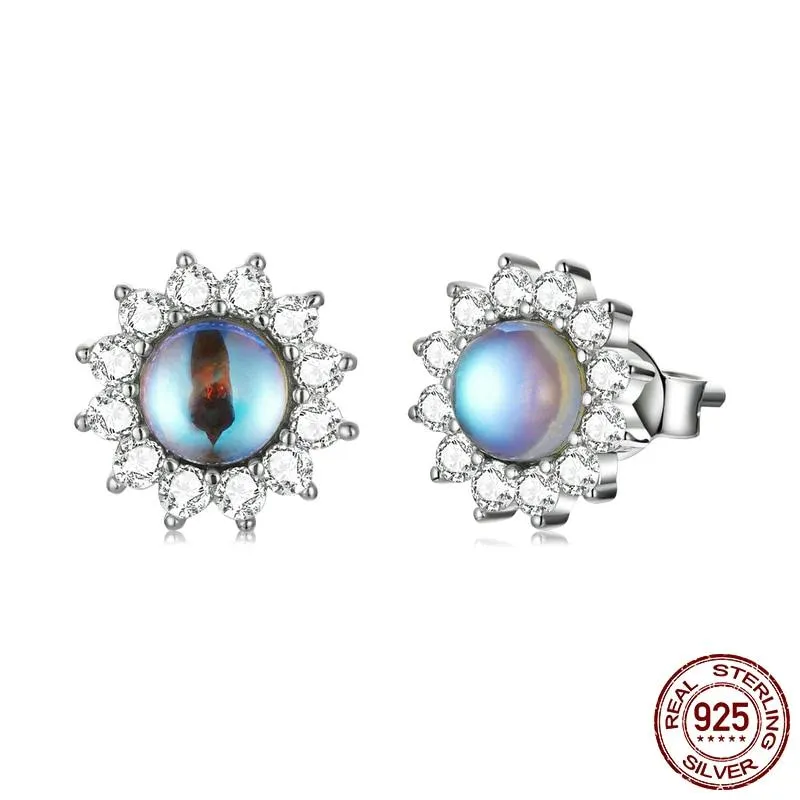 Dazzling Sunflower Moonstone Zircon Stud