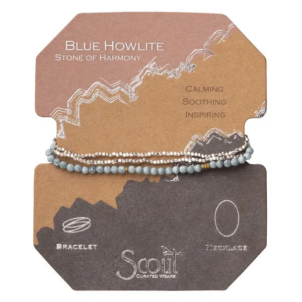 Delicate Stone Wrap Bracelet/Necklace - Blue Howlite