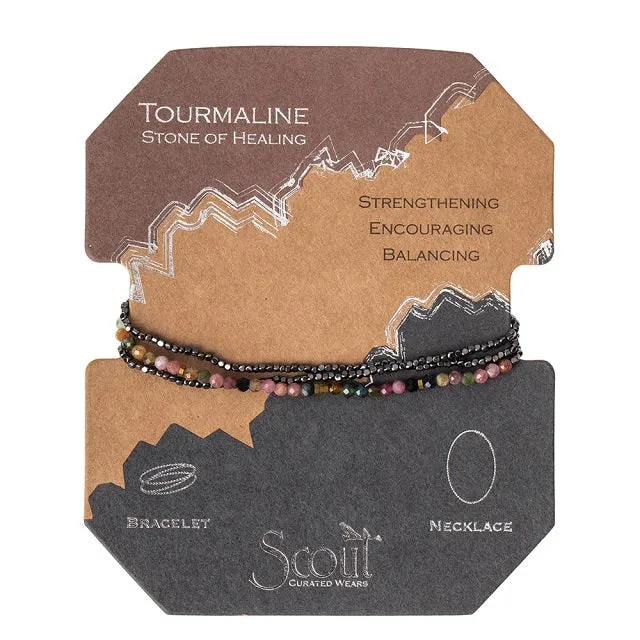 Delicate Stone Wrap Bracelet/Necklace - Tourmaline