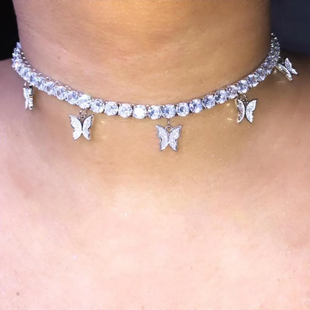 Diamante Butterfly Choker