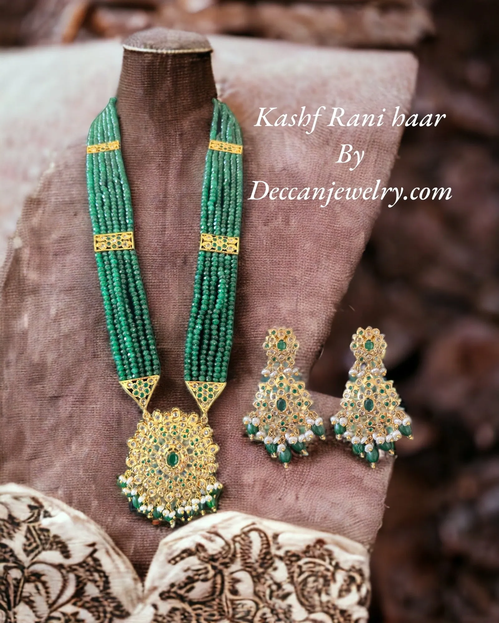 DLN53 Kashf hyderabadi Rani haar in green  ( SHIPS IN 4 WEEKS )