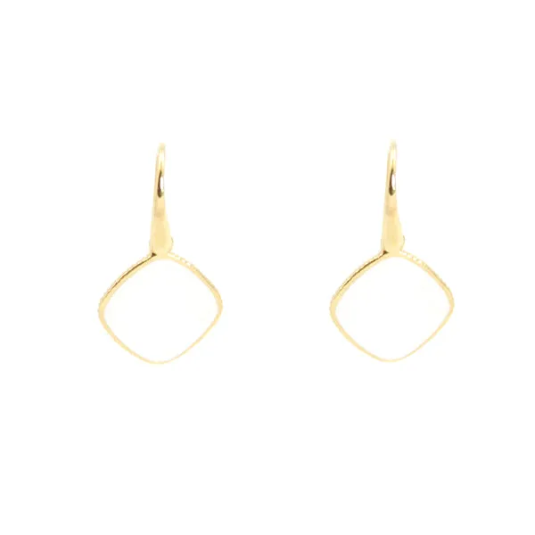 Earrings - Diamond Shape Moonstone & Gold Plated Sterling Silver