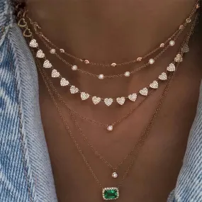 Emerald Layered Heart Choker Necklace