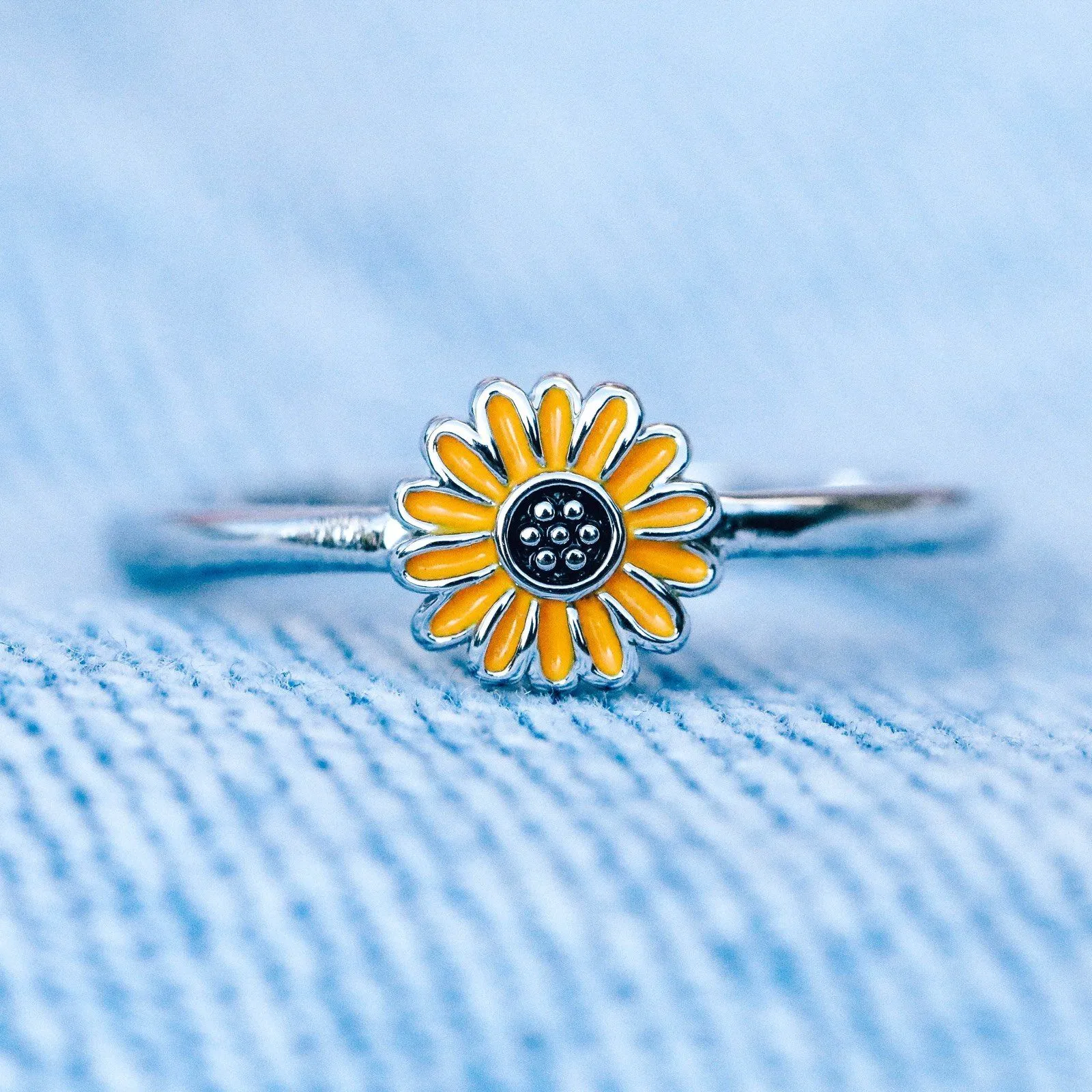 Enamel Sunflower Ring