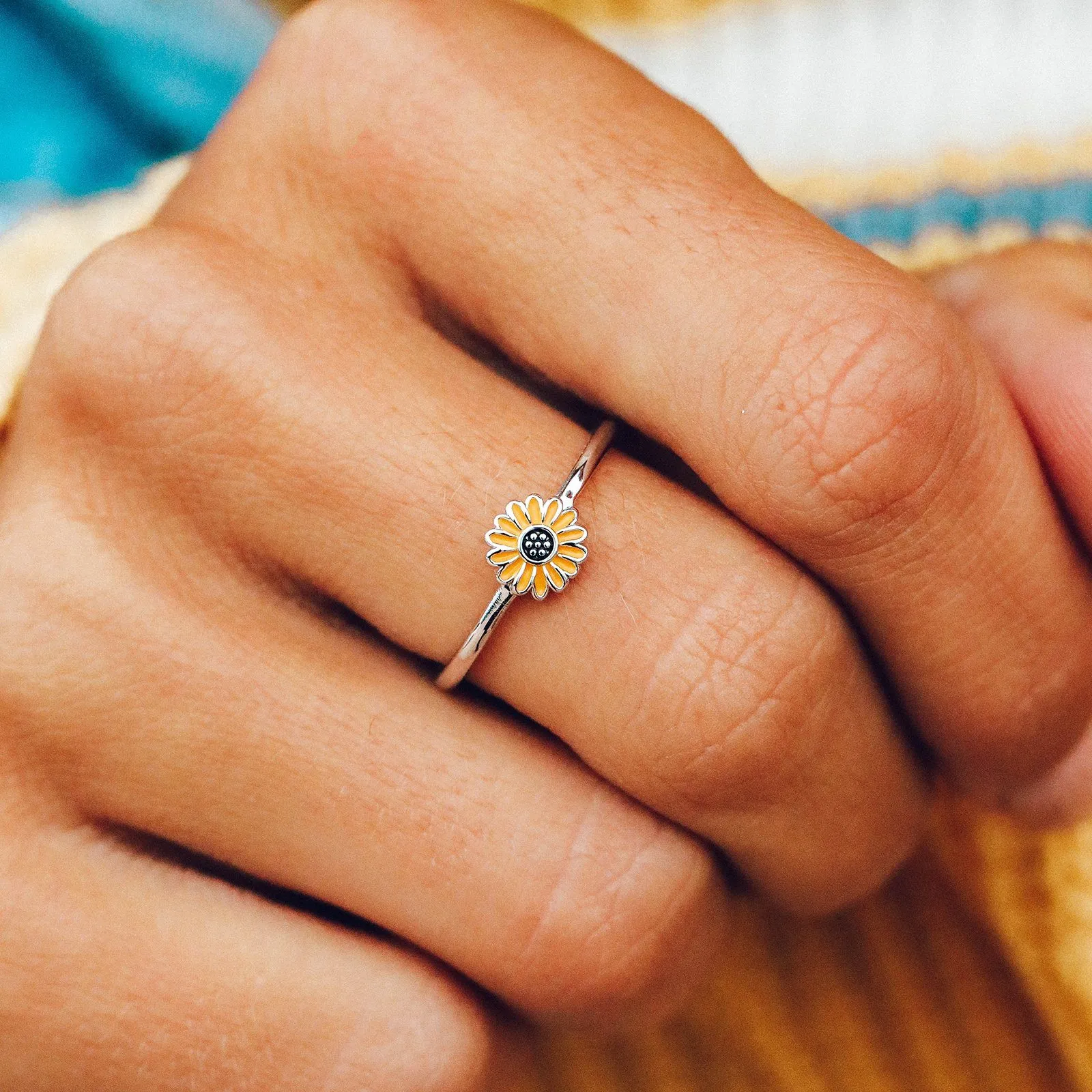 Enamel Sunflower Ring