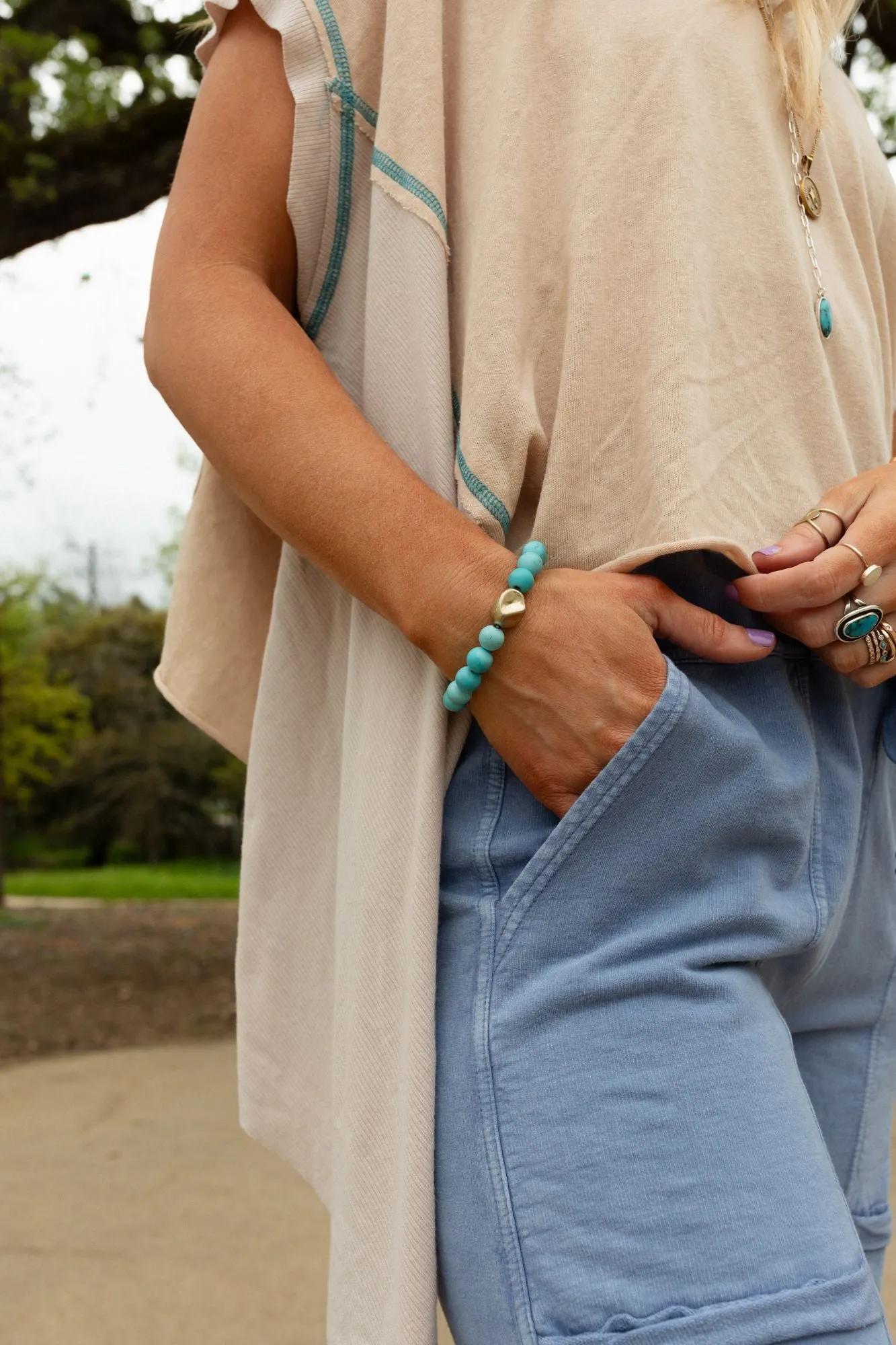 Ethereal Earth Stretch Bracelet - Turquoise