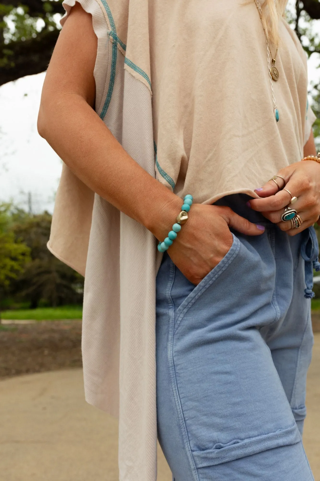 Ethereal Earth Stretch Bracelet - Turquoise