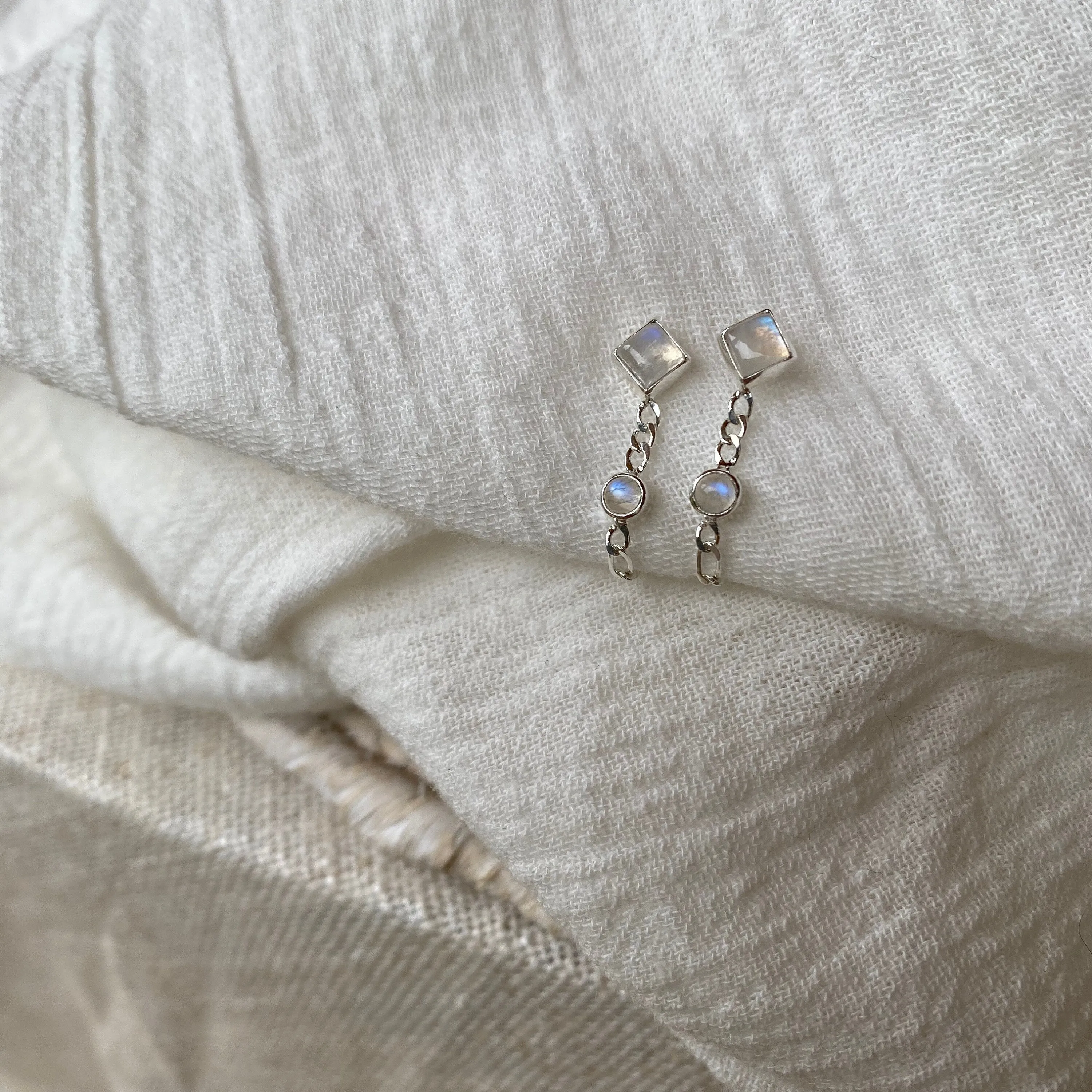 Evie Sterling Silver Rainbow Moonstone Studs