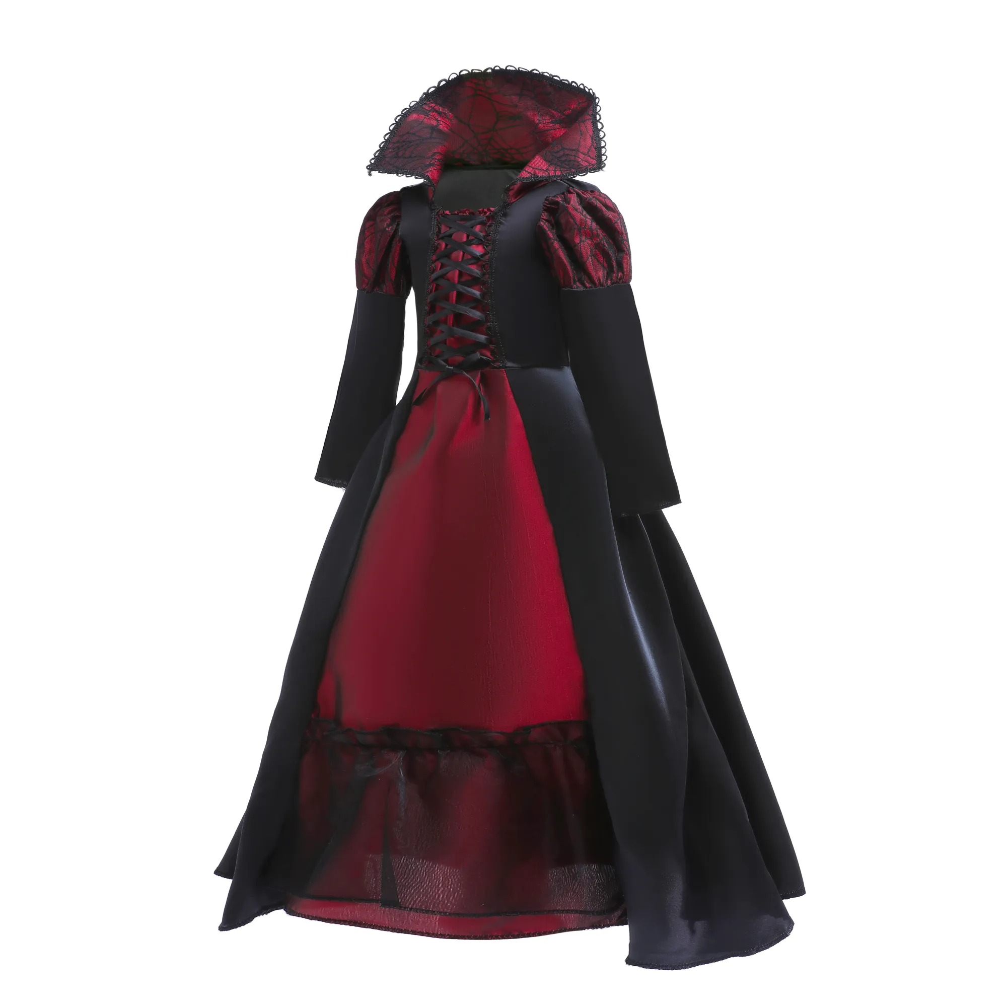 FC355 - Gothic Vampire Queen Halloween Costume Medieval Fancy Dress Up with Choker for Girls