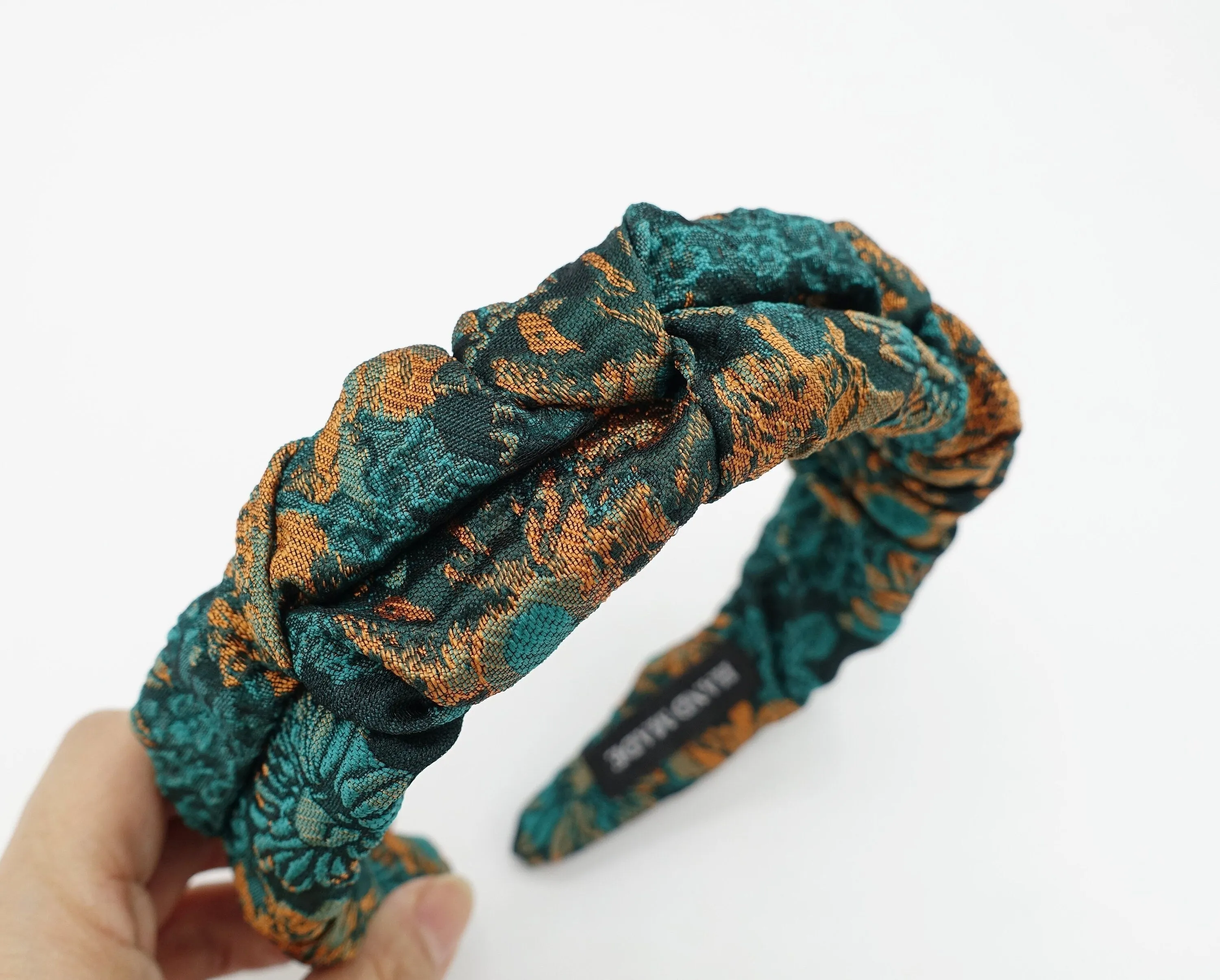 floral jacquard twisted wave headband darker color tone Autumn hairband women hair accessory