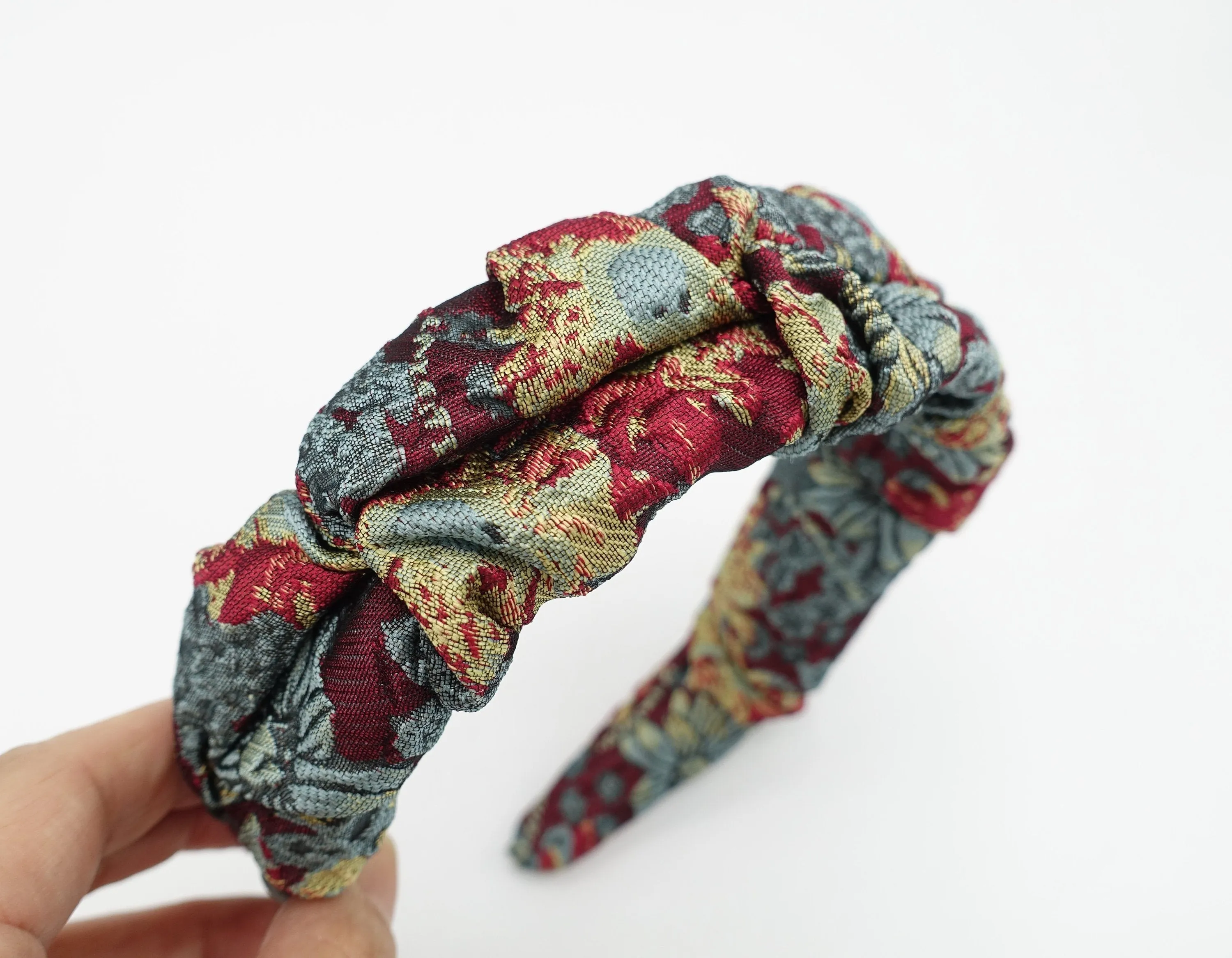 floral jacquard twisted wave headband darker color tone Autumn hairband women hair accessory