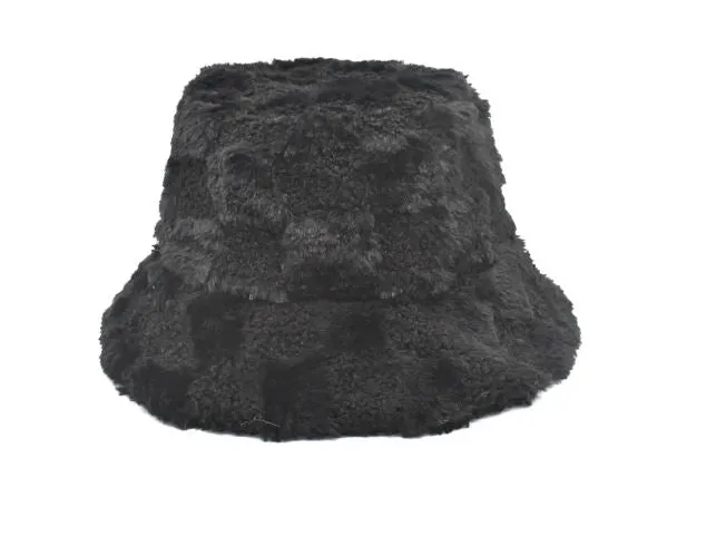 Fluffy Chessboard Bucket Hat