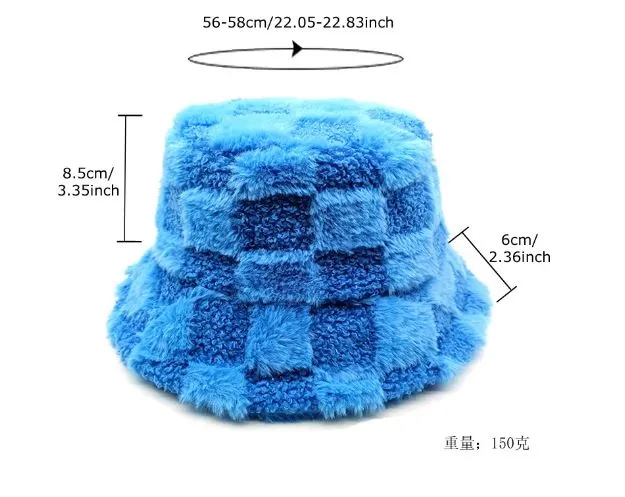 Fluffy Chessboard Bucket Hat