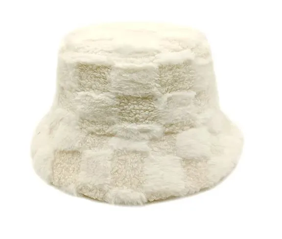 Fluffy Chessboard Bucket Hat