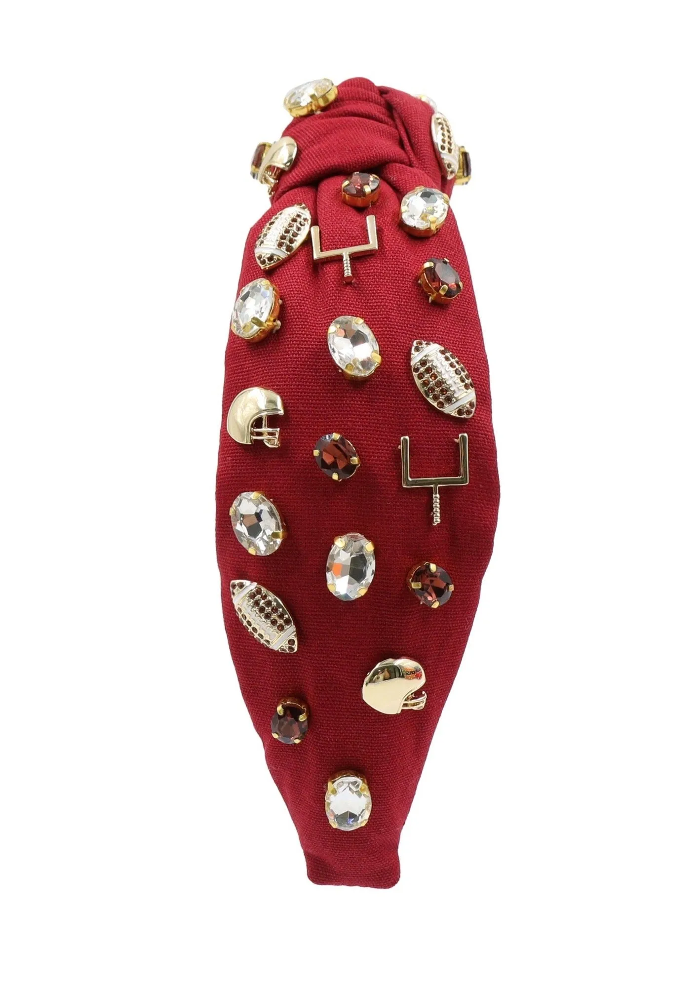 Football Jeweled Knot Headband (Maroon)