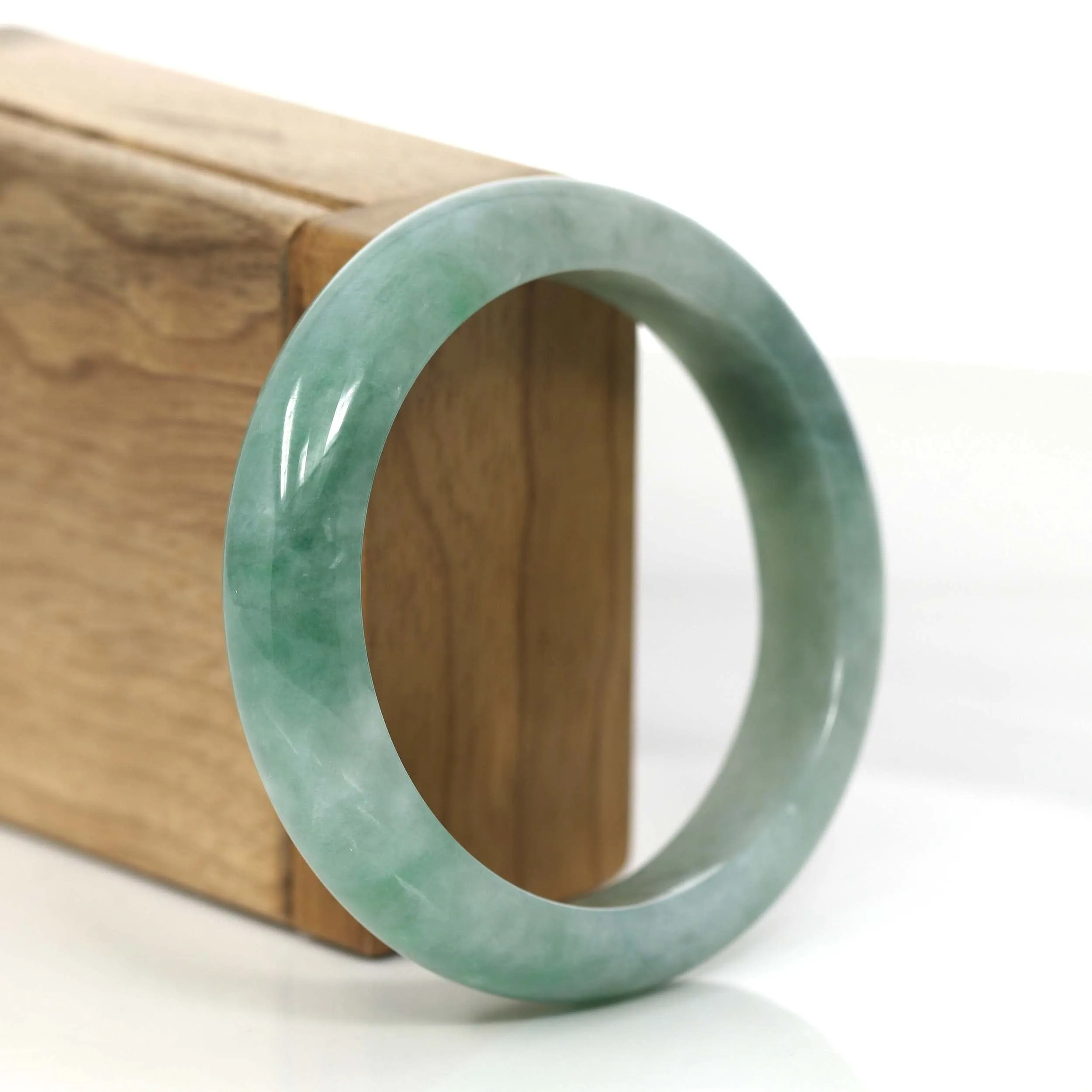 Forest Green Classic Real Jadeite Jade Bangle Bracelet (56.54mm) #891