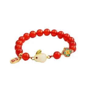 Fortune's Favor Agate and Jade Rabbit Bracelet