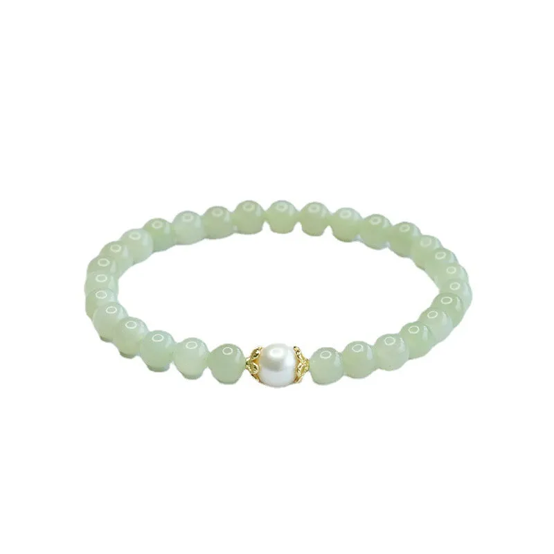 Fortune's Favor Sterling Silver Jade and Pearl Bracelet