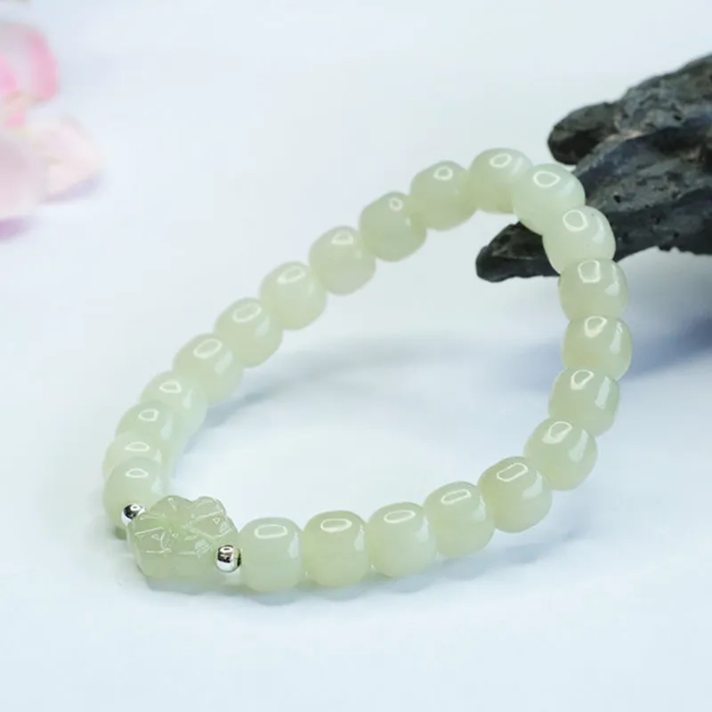 Fortune's Favor Sterling Silver Jade Bead Bracelet for Women