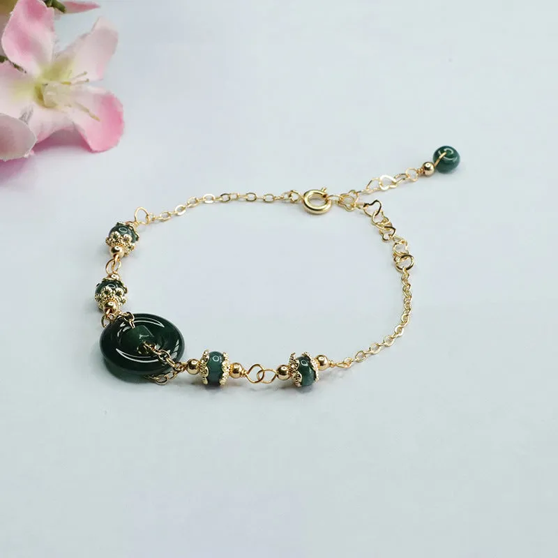 Fortune's Favor Sterling Silver Jade Bracelet with Blue Ring Detail