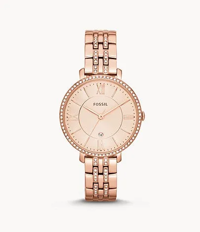 Fossil Ladies Jacqueline Rose-Tone Stainless Steel Watch ES3546