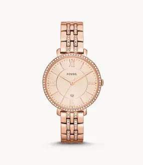 Fossil Ladies Jacqueline Rose-Tone Stainless Steel Watch ES3546