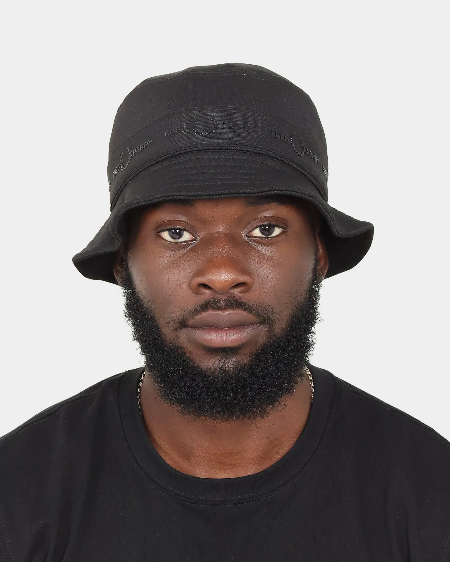 Fred Perry Tonal Tape Tricot Bucket Hat Black